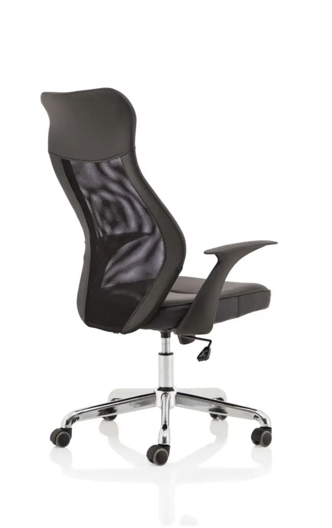 Baye High Mesh Back Task Operator Black Leather Office Chair with Arms - Image 7