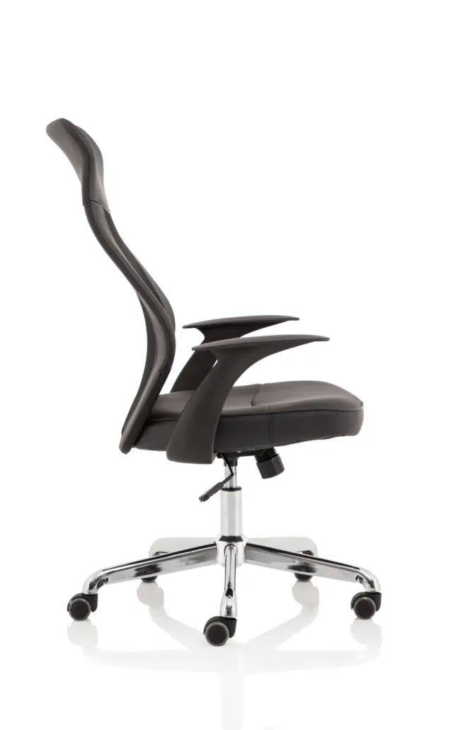 Baye High Mesh Back Task Operator Black Leather Office Chair with Arms - Image 8