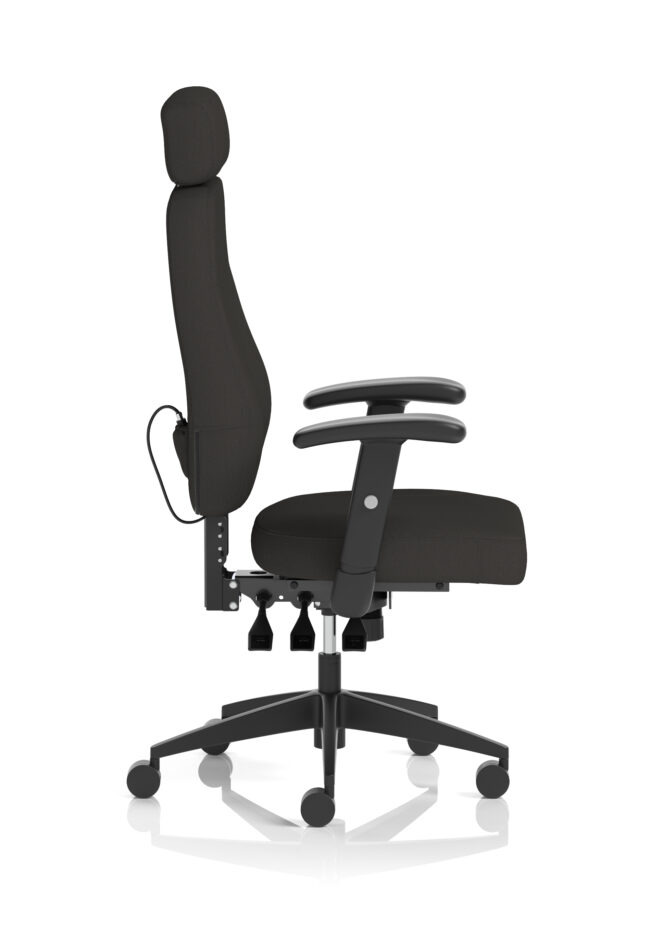 Nexus High Back Black Fabric Ergonomic Task Operator Office Chair with Arms and Headrest - Image 8