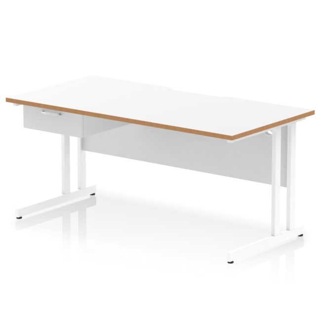 Impulse Scalloped Edge Cantilever Straight Desk With Single One Drawer Fixed Pedestal - Image 39