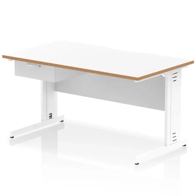 Impulse Scalloped Edge Cable Managed Straight Desk With Single One Drawer Fixed Pedestal - Image 38