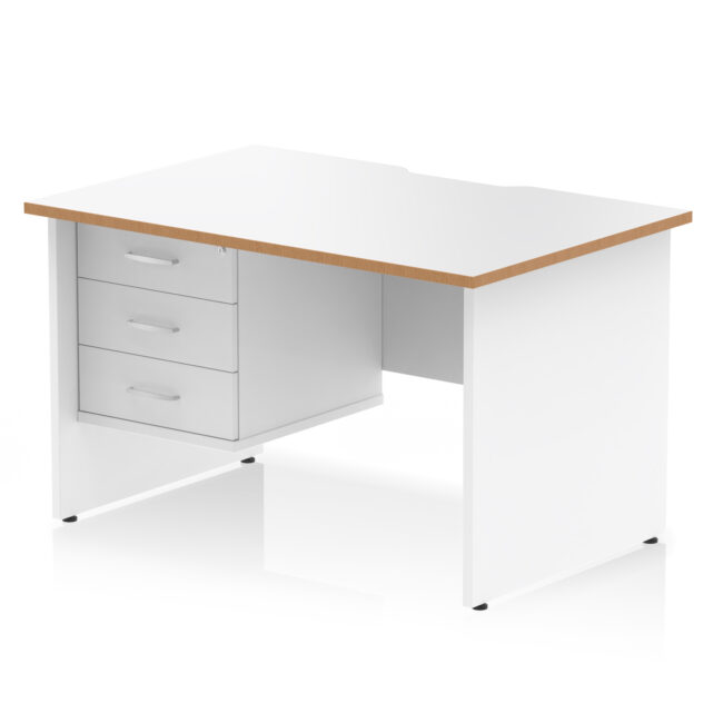 Impulse Scalloped Edge 1200mm Panel End Straight Desk With Single Fixed Pedestal - Image 2