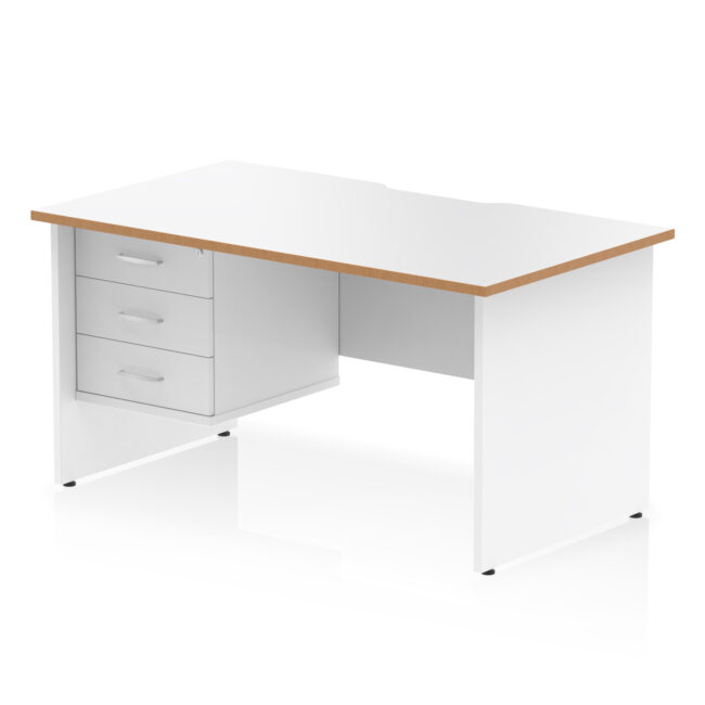 Impulse Scalloped Edge 1400mm Panel End Straight Desk With Single Fixed Pedestal - Image 2