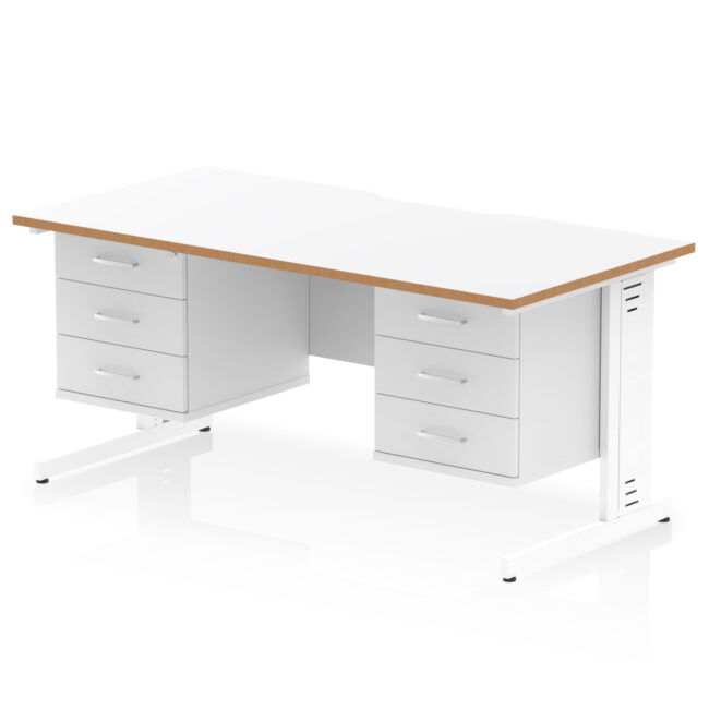Impulse Scalloped Edge 1600mm Cable Managed Straight Desk With Two Fixed Pedestal - Image 3