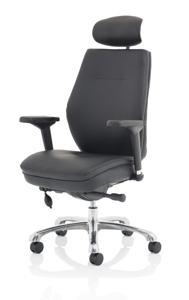 Domino High Back Black Ergonomic Posture Chair with Arms and Headrest - Image 3