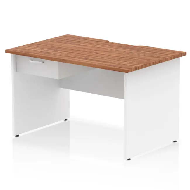 Impulse Scalloped Edge Panel End Straight Desk Frame With Single One Drawer Fixed Pedestal - Image 26
