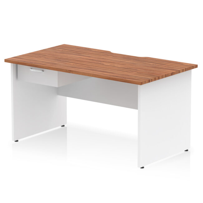 Impulse Scalloped Edge Panel End Straight Desk Frame With Single One Drawer Fixed Pedestal - Image 31