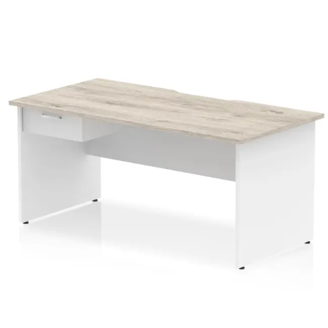 Impulse Scalloped Edge Panel End Straight Desk Frame With Single One Drawer Fixed Pedestal - Image 33