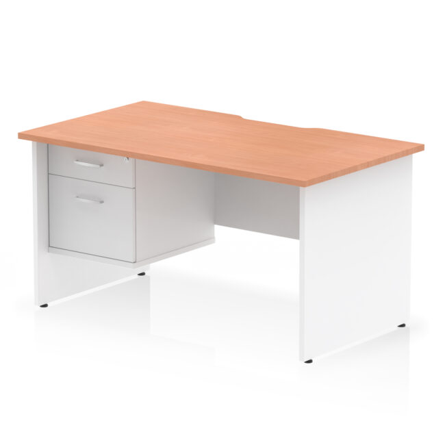 Impulse Scalloped Edge 1400mm Panel End Straight Desk With Single Fixed Pedestal - Image 9