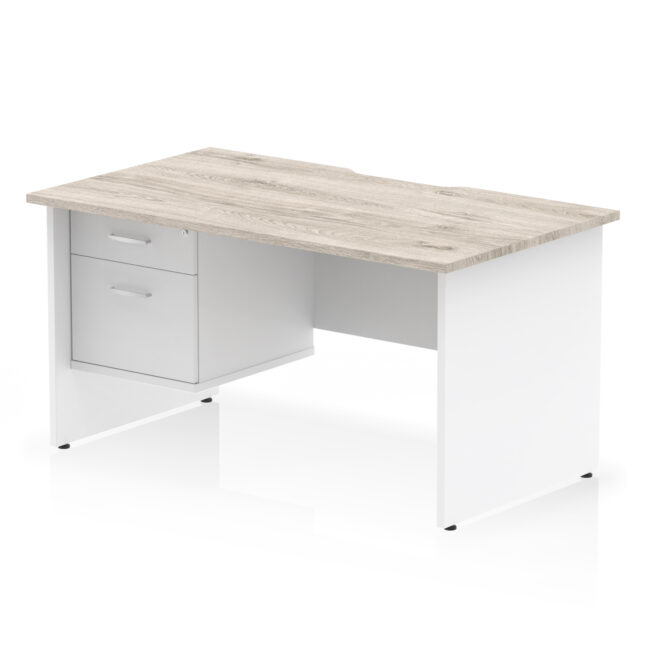 Impulse Scalloped Edge 1400mm Panel End Straight Desk With Single Fixed Pedestal - Image 10