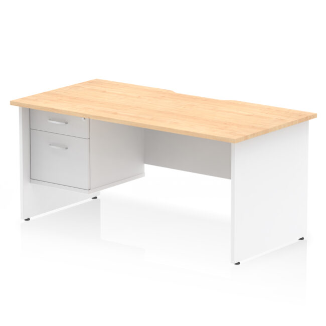 Impulse Scalloped Edge 1600mm Panel End Straight Desk With Single Fixed Pedestal - Image 11