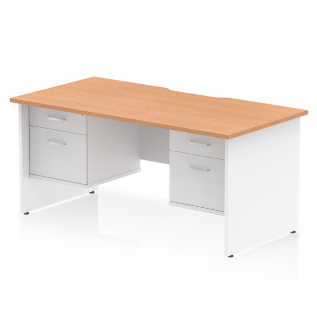 Impulse Scalloped Edge 1600mm Panel End Straight Desk With Two Fixed Pedestal - Image 24