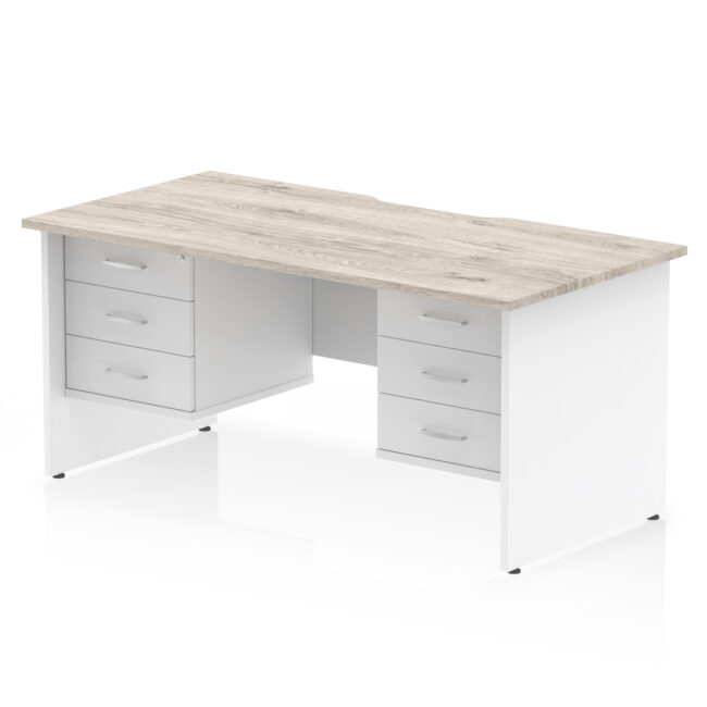 Impulse Scalloped Edge 1600mm Panel End Straight Desk With Two Fixed Pedestal - Image 33