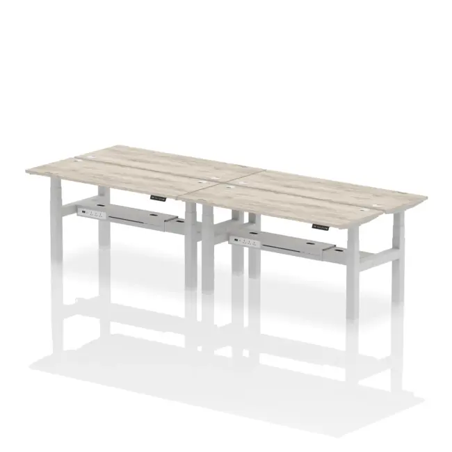 Air Back-to-Back Slimline Height Adjustable Bench Desk - 4 Person - Image 50