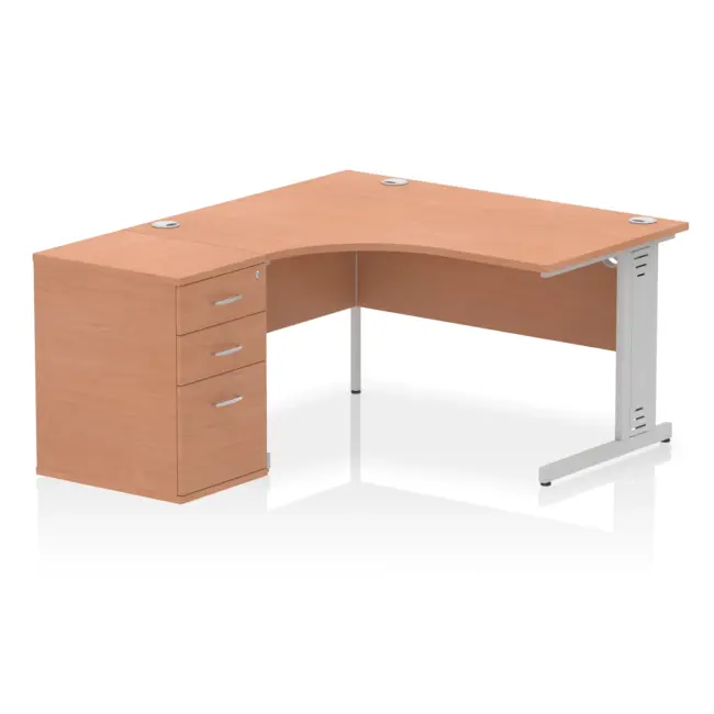 Impulse 1400mm Cable Managed Left Crescent Desk Workstation - Image 27