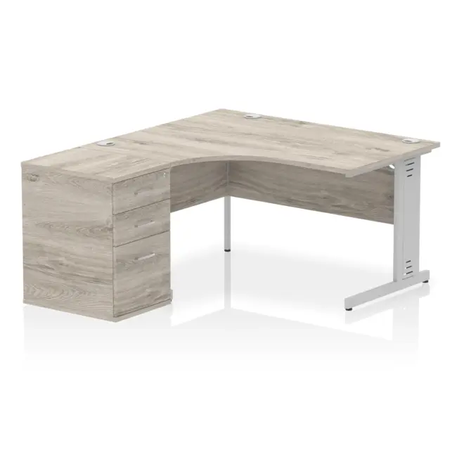Impulse 1400mm Cable Managed Left Crescent Desk Workstation - Image 20