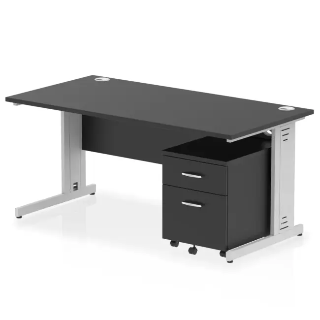 Impulse 1600mm Cable Managed Straight Desk With Mobile Pedestal - Image 39
