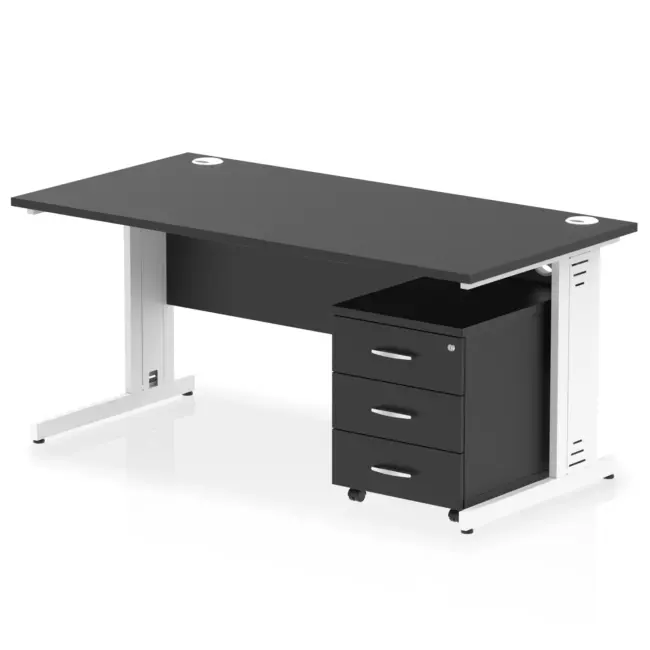 Impulse 1600mm Cable Managed Straight Desk With Mobile Pedestal - Image 42