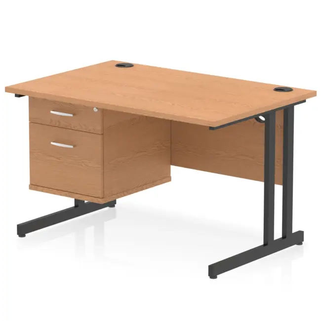 Impulse 1200mm Cantilever Straight Desk With Single Fixed Pedestal - Image 125