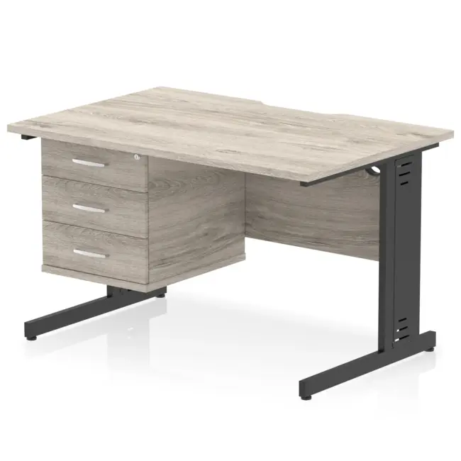 Impulse Scalloped Edge 1200mm Cable Managed Straight Desk With Single Fixed Pedestal - Image 24