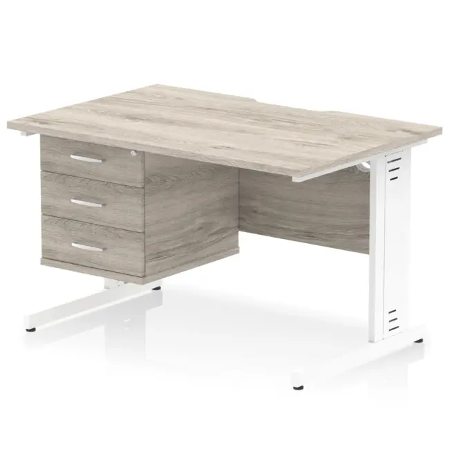 Impulse Scalloped Edge 1200mm Cable Managed Straight Desk With Single Fixed Pedestal - Image 26