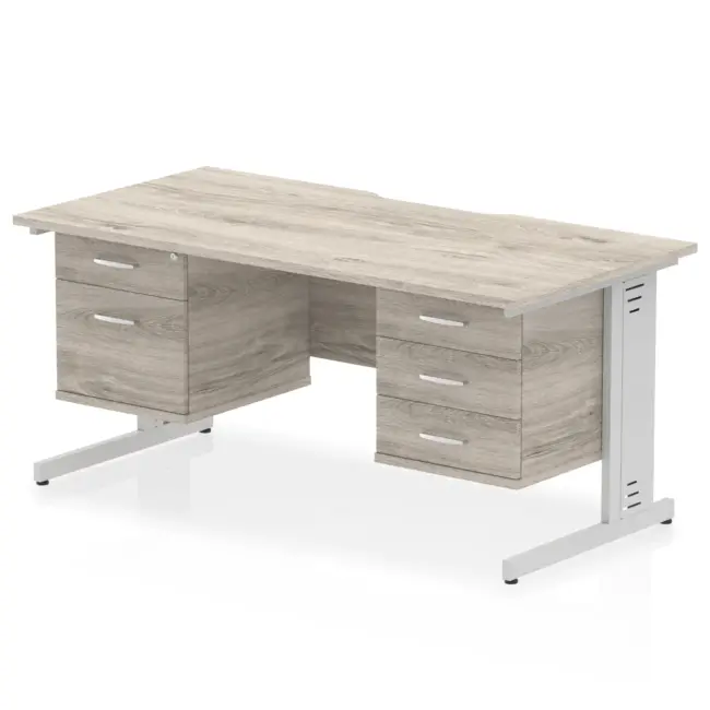 Impulse Scalloped Edge 1600mm Cable Managed Straight Desk With Two Fixed Pedestal - Image 8