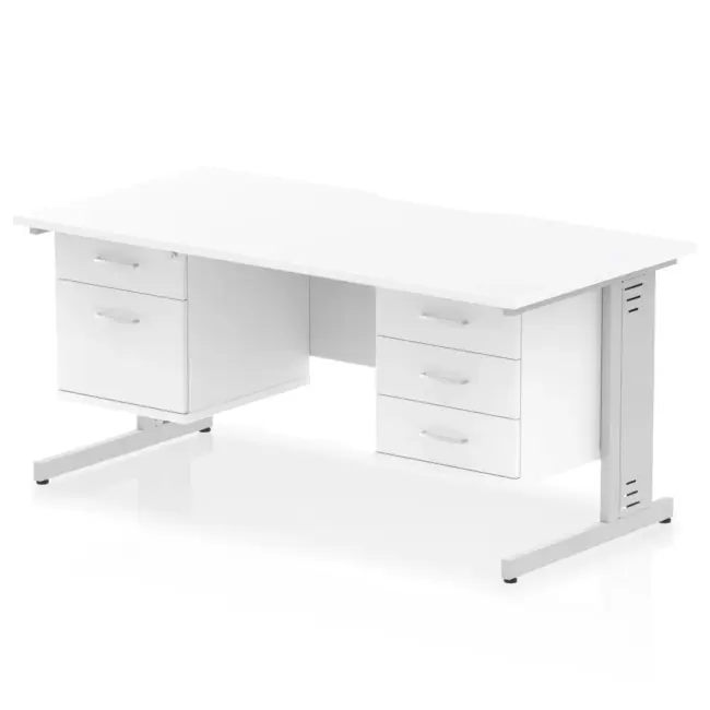 Impulse Scalloped Edge 1600mm Cable Managed Straight Desk With Two Fixed Pedestal - Image 20