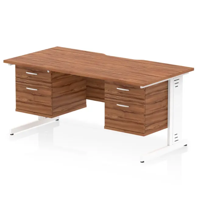 Impulse Scalloped Edge 1600mm Cable Managed Straight Desk With Two Fixed Pedestal - Image 36
