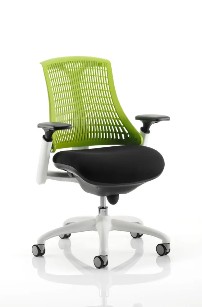Flex Medium Back White Frame Task Operator Office Chair with Arms - Image 8