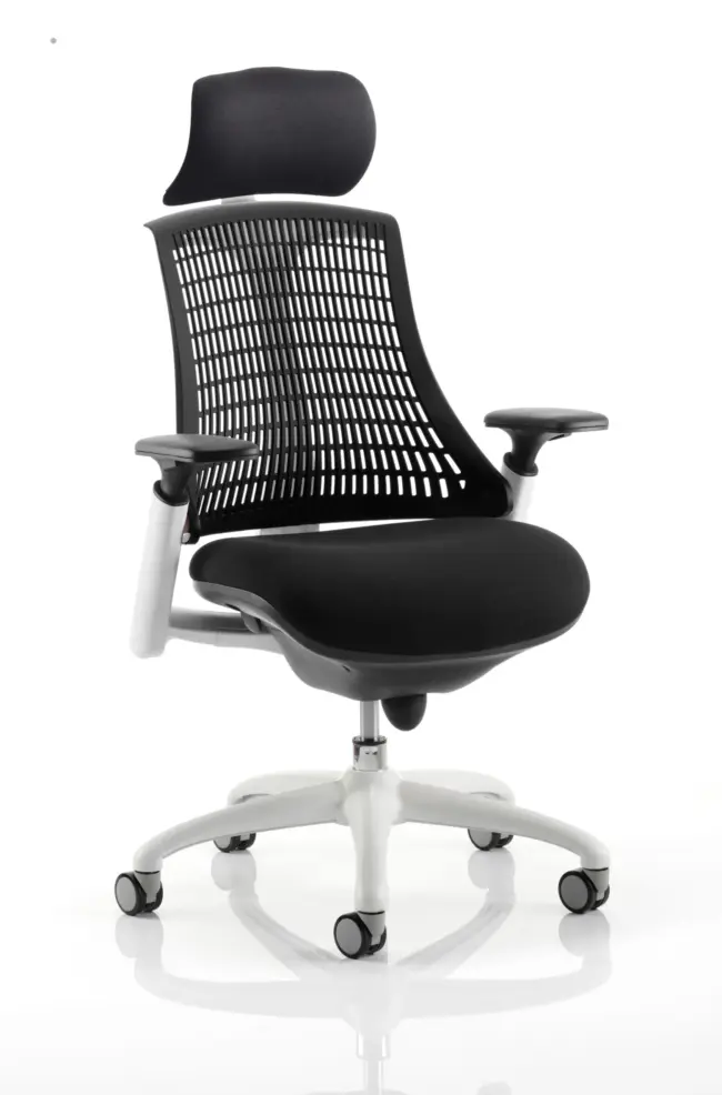 Flex Medium Back White Frame Task Operator Office Chair with Arms - Image 15