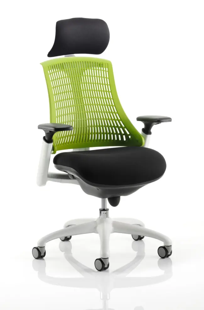 Flex Medium Back White Frame Task Operator Office Chair with Arms - Image 21