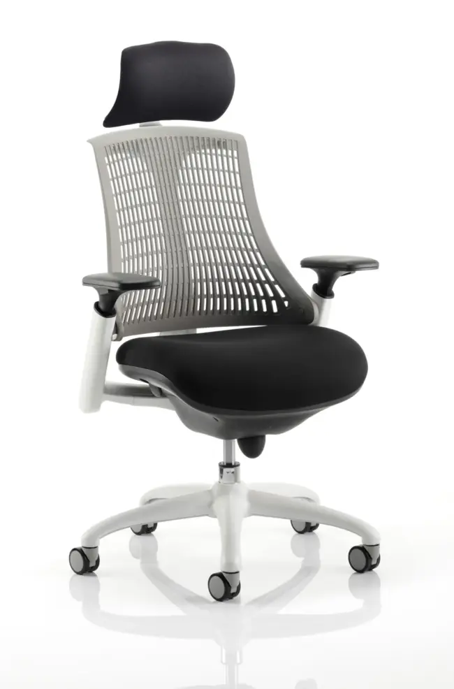 Flex Medium Back White Frame Task Operator Office Chair with Arms - Image 27