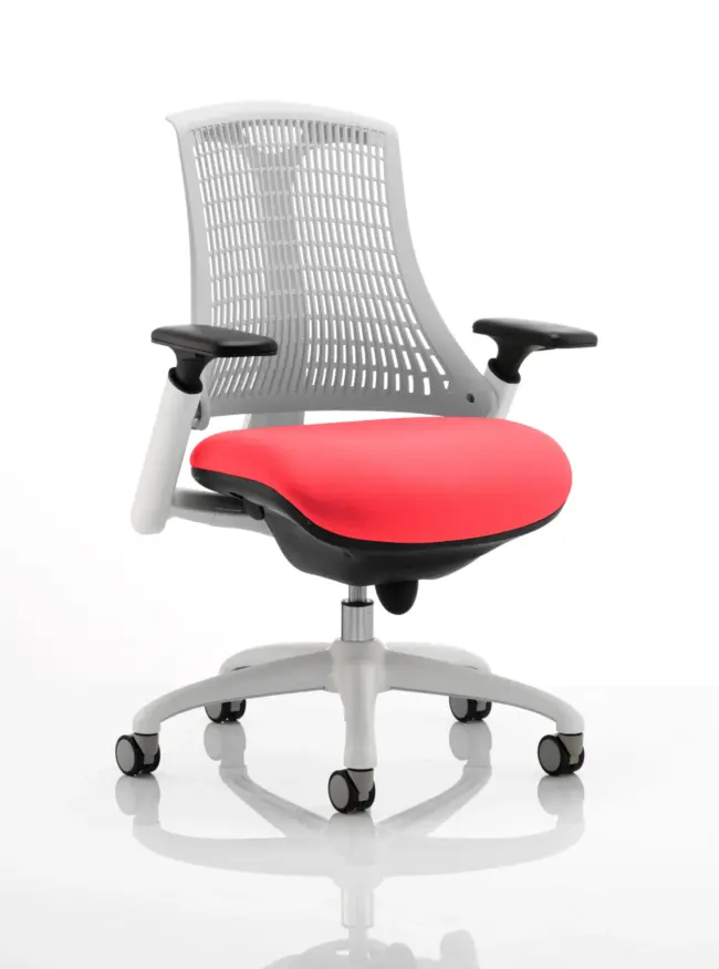 Flex Medium Back White Frame Task Operator Office Chair with Arms - Image 29