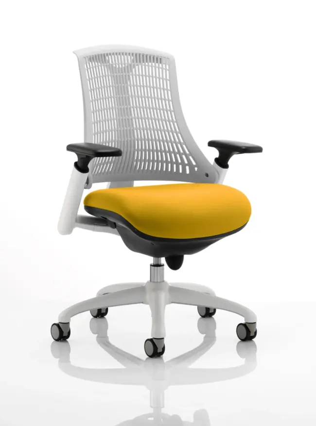 Flex Medium Back White Frame Task Operator Office Chair with Arms - Image 33