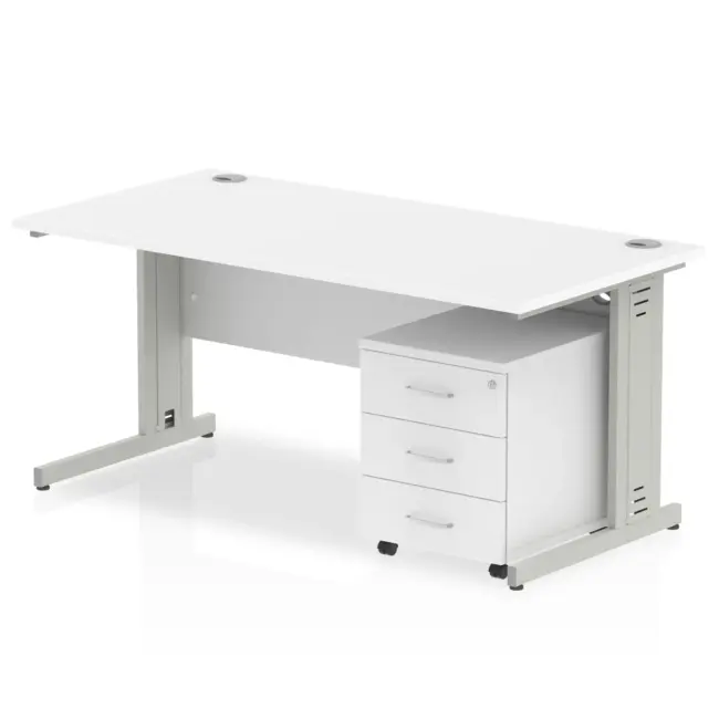Impulse 1600mm Cable Managed Straight Desk With Mobile Pedestal - Image 22