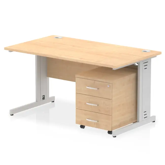 Impulse 1400mm Cable Managed Straight Desk With Mobile Pedestal - Image 10