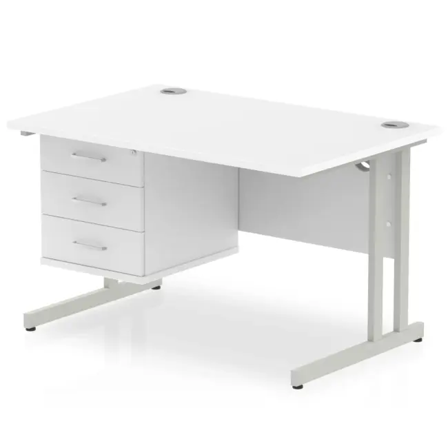 Impulse 1200mm Cantilever Straight Desk With Single Fixed Pedestal - Image 117