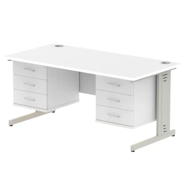 Impulse 1600mm Cable Managed Straight Desk With Two Fixed Pedestal - Image 42