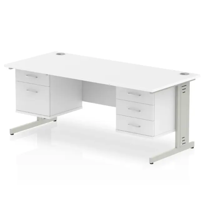 Impulse 1600mm Cable Managed Straight Desk With Two Fixed Pedestal - Image 39