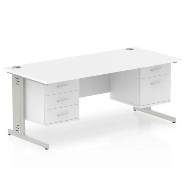 Impulse 1600mm Cable Managed Straight Desk With Two Fixed Pedestal - Image 40