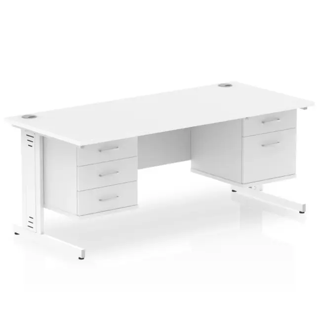 Impulse 1600mm Cable Managed Straight Desk With Two Fixed Pedestal - Image 44