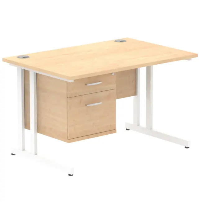 Impulse 1200mm Cantilever Straight Desk With Single Fixed Pedestal - Image 22