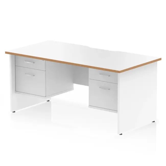 Impulse Scalloped Edge 1600mm Panel End Straight Desk With Two Fixed Pedestal - Image 2