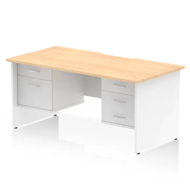 Impulse Scalloped Edge 1600mm Panel End Straight Desk With Two Fixed Pedestal - Image 12