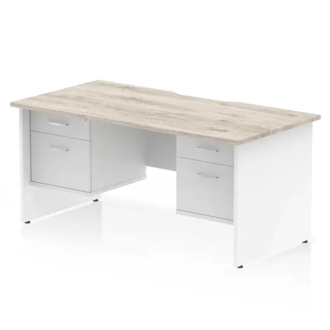 Impulse Scalloped Edge 1600mm Panel End Straight Desk With Two Fixed Pedestal - Image 22