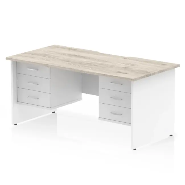 Impulse Scalloped Edge 1600mm Panel End Straight Desk With Two Fixed Pedestal - Image 33