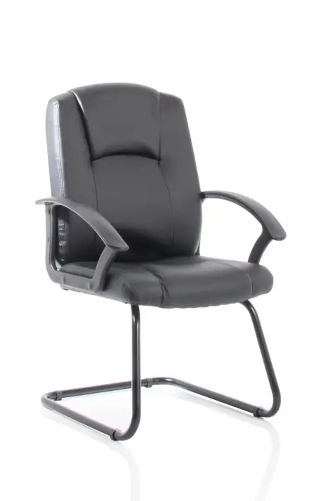 Bella Medium Back Black Bonded Leather Black Frame Cantilever Visitor Chair