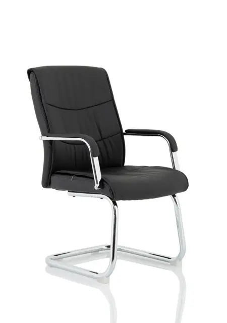 OE - Carter Medium Back Black Leather Cantilever Visitor Office Chair with Arms