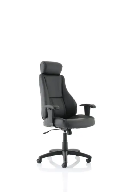 Winsor Medium Back Executive Black Leather Office Chair with Arms
