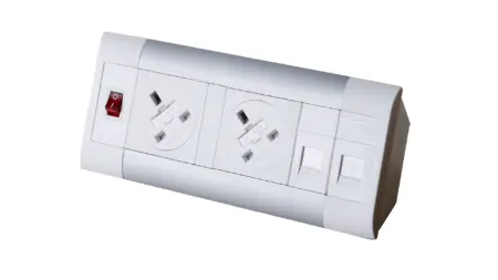 Impulse Desktop Module 2 x 5A UK Sockets, 1 x Neon Switch, 1 x 500mm Lead to 3 Pole Connector in White